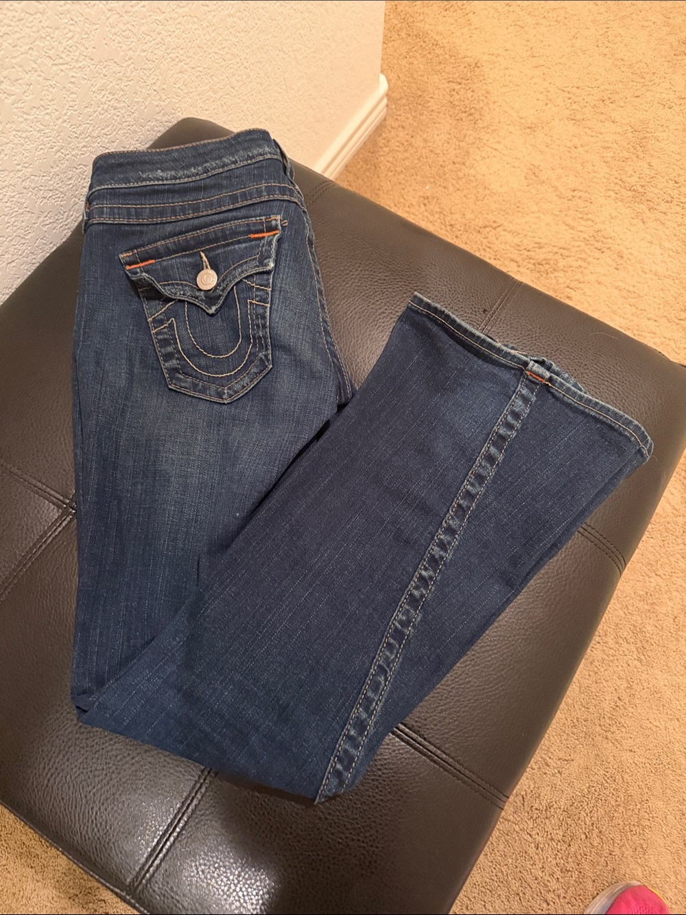 True Religion Dark Indigo Bootcut Jeans with Signature Pocket